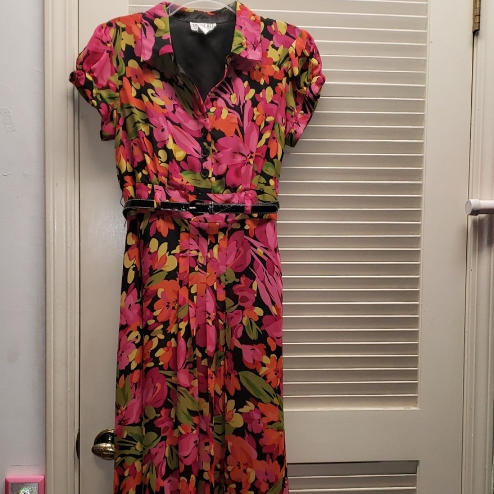 Robbie Bee Pink Floral Half Button